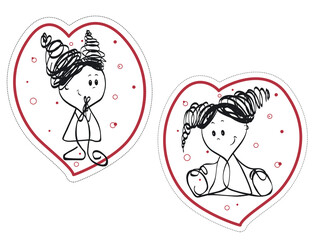 Two funny girls in the form of a sticker