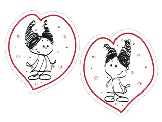 Two girls in hearts for Valentine's Day