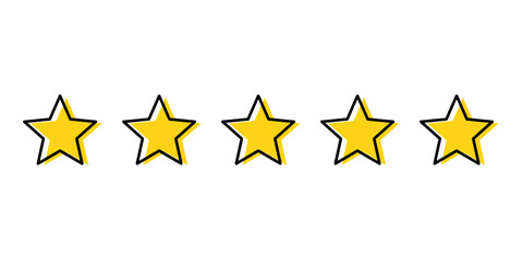 Five stars rating icon on white background.