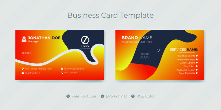 Professional corporate business card template for company with visiting card design