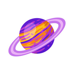 Stylized planet Saturn isolated cartoon vector image. Astronomic logo image. Media glyph icon