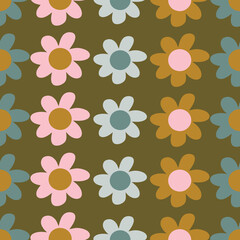earthy flower seamless pattern