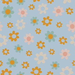 blue pastel flower seamless pattern