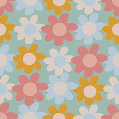 playful flower collage seamless pattern