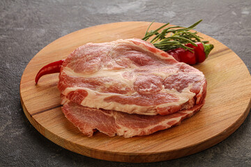 Raw pork meat neck steak