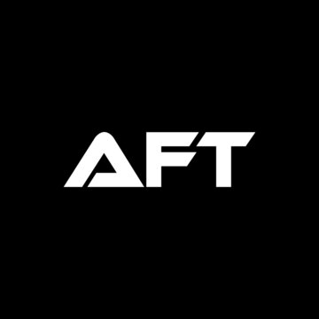 AFT letter logo design with black background in illustrator, vector logo modern alphabet font overlap style. calligraphy designs for logo, Poster, Invitation, etc.