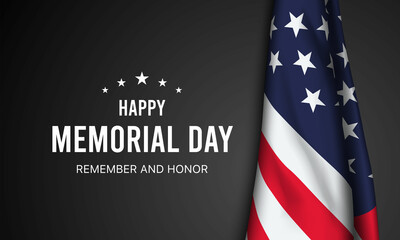 Memorial Day - Remember and honor with USA flag, Vector illustration.