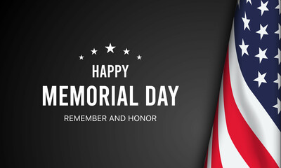 Memorial Day - Remember and honor with USA flag, Vector illustration.