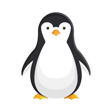 Isolated penguin icon in flat style. Cold winter symbol. Antarctic bird, animal illustration.