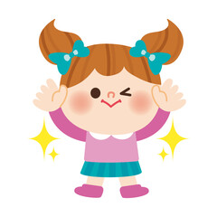 バンザイをする女の子のイラスト