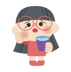 歯が痛くて悲しいこどものイラスト
