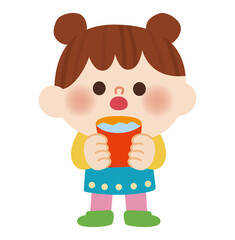 うがいの準備をしているこどものイラスト