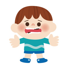 虫歯になってしまって焦っているこどものイラスト