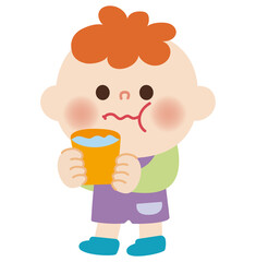 ぶくぶくうがいをしているこどものイラスト