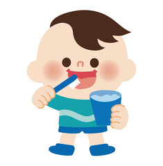 歯磨きをするこどものイラスト