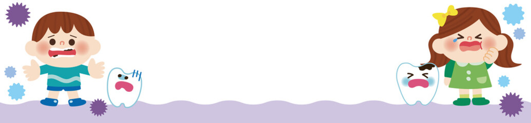 虫歯が痛くて困っているこどものイラスト
