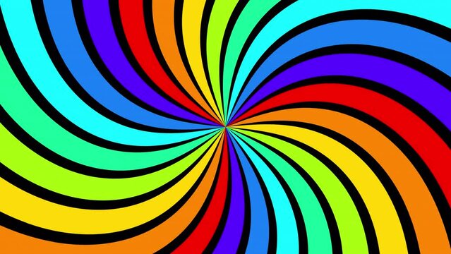 Curve rainbow radial lines spin around the center of a 4K background.