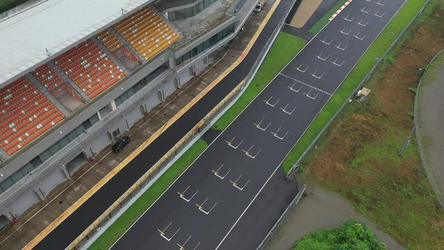 Aerial pan shot over the sport car circuits track in china
