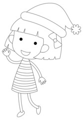 A girl doodle outline for colouring