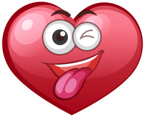 Goofy heart emoticon on white background