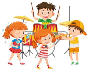 Group of children music band