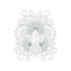 Decorative Doodle flowers in black and white for coloring page, cover, wedding invitation, greeting card, wall art and wallpaper. Hand drawn sketch for adult anti stress coloring page.-vector 