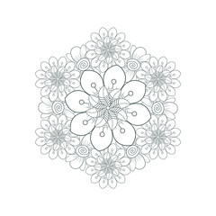 Decorative Doodle flowers in black and white for coloring page, cover, wedding invitation, greeting card, wall art and wallpaper. Hand drawn sketch for adult anti stress coloring page.-vector 