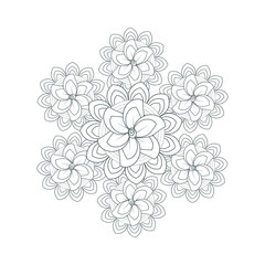 Decorative Doodle flowers in black and white for coloring page, cover, wedding invitation, greeting card, wall art and wallpaper. Hand drawn sketch for adult anti stress coloring page.-vector 