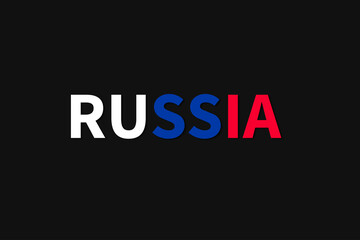  text "Russia" with tricolor isolated and abstract