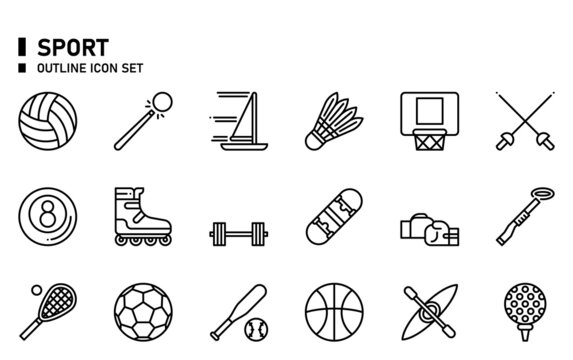 Sport outline icon set.