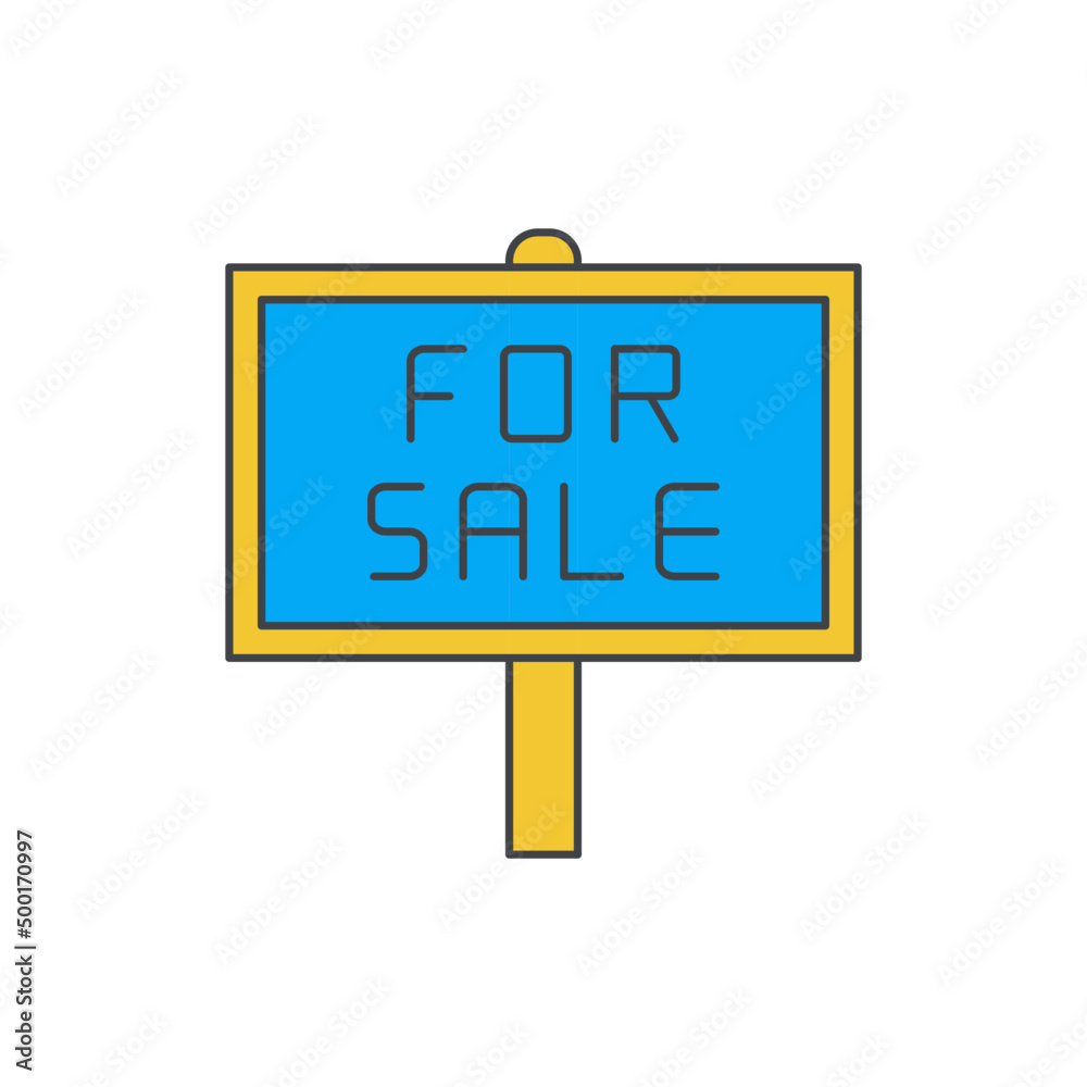 Sticker For sale icon in color icon, isolated on white background 