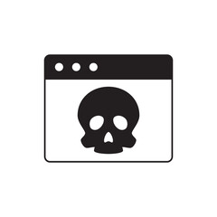 Malware, virus on webpage icon in black flat glyph, filled style isolated on white background