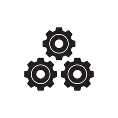 Gear Configuration  icon in black flat glyph, filled style isolated on white background