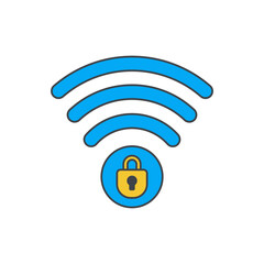 Wifi protection icon in color icon, isolated on white background 