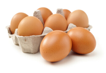 brown eggs on white background