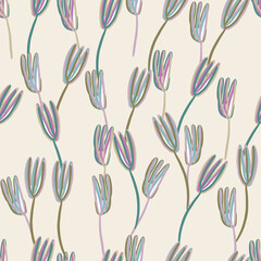 seamless hand drawn abstarct flower pattern background, greeting card or fabric