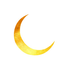 Fototapeta na wymiar Crescent golden texture, object isolated on white background.