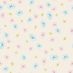 seamless hand drawn little flower pattern background, greeting card or fabric