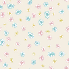 seamless hand drawn little flower pattern background, greeting card or fabric