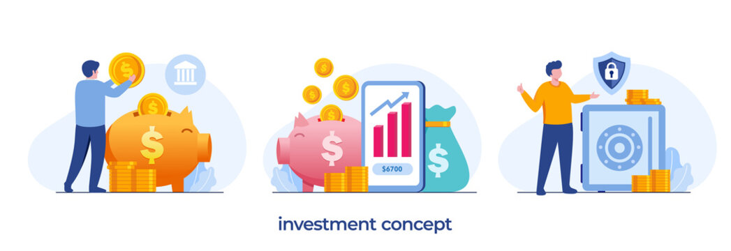 investment concept, growth, fund, financial and accounting, trading, deposit vector flat design illustration vector