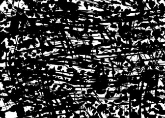 Black and white grainy grunge halftone vector background. Abstract pattern with random lines and dots.