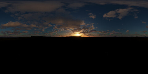 Sunset 360 panorama hdri landscape 3d rendering
