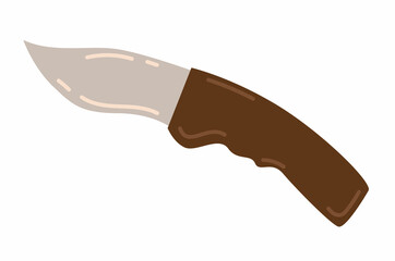 Hand drawn knife vector illustration isolated on white background in flat style. Isolated object for print, stickers, logo and web design