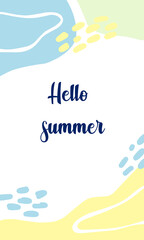 Fototapeta na wymiar Summer bright color background. Minimalistic style with colored spots. Editable vector template for postcards, banners, invitations, social media posts, posters, mobile applications, web advertising