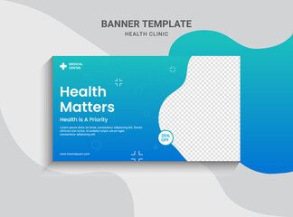 Video thumbnail for Medical healthcare and web banner template. Promotion banner design for live business workshop. Video cover for the doctor. Health clinic social media health service vector layout.