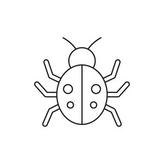 Bug, insect, computer virus icon in line style icon, style isolated on white background