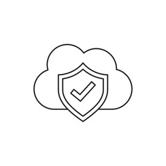 Cloud protection, cloud with shield icon in line style icon, style isolated on white background