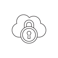 Cloud lock icon in line style icon, style isolated on white background