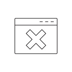 Browser with error sign icon in line style icon, style isolated on white background