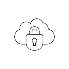 Cloud lock icon in line style icon, style isolated on white background